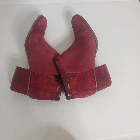 Toms Loren Python Womens Suede Heeled Boots Size 8.5 Ortholite Comfy Dressy Boho - Picture 8 of 12